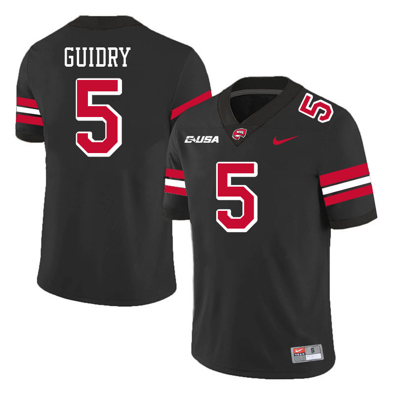 Western Kentucky Hilltoppers #5 Kylan Guidry College Football Jerseys Stitched-Black